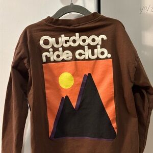 Zara Brown Long Sleeve Tee with Mountain ride club Graphic